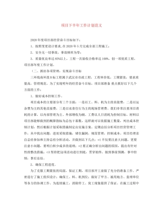 项目下半年工作计划范文