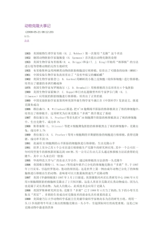 动物克隆大事记