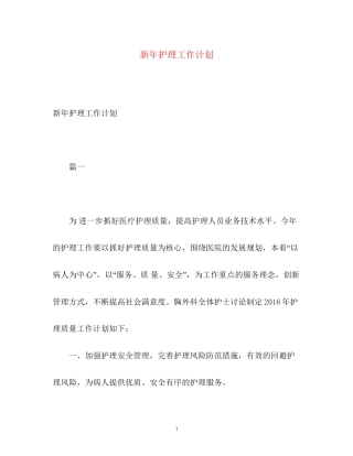 新年护理工作计划2)