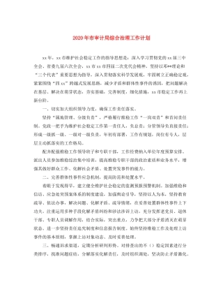 2020年市审计局综合治理工作计划