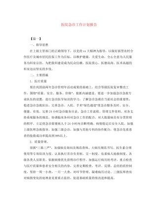 医院急诊工作计划报告