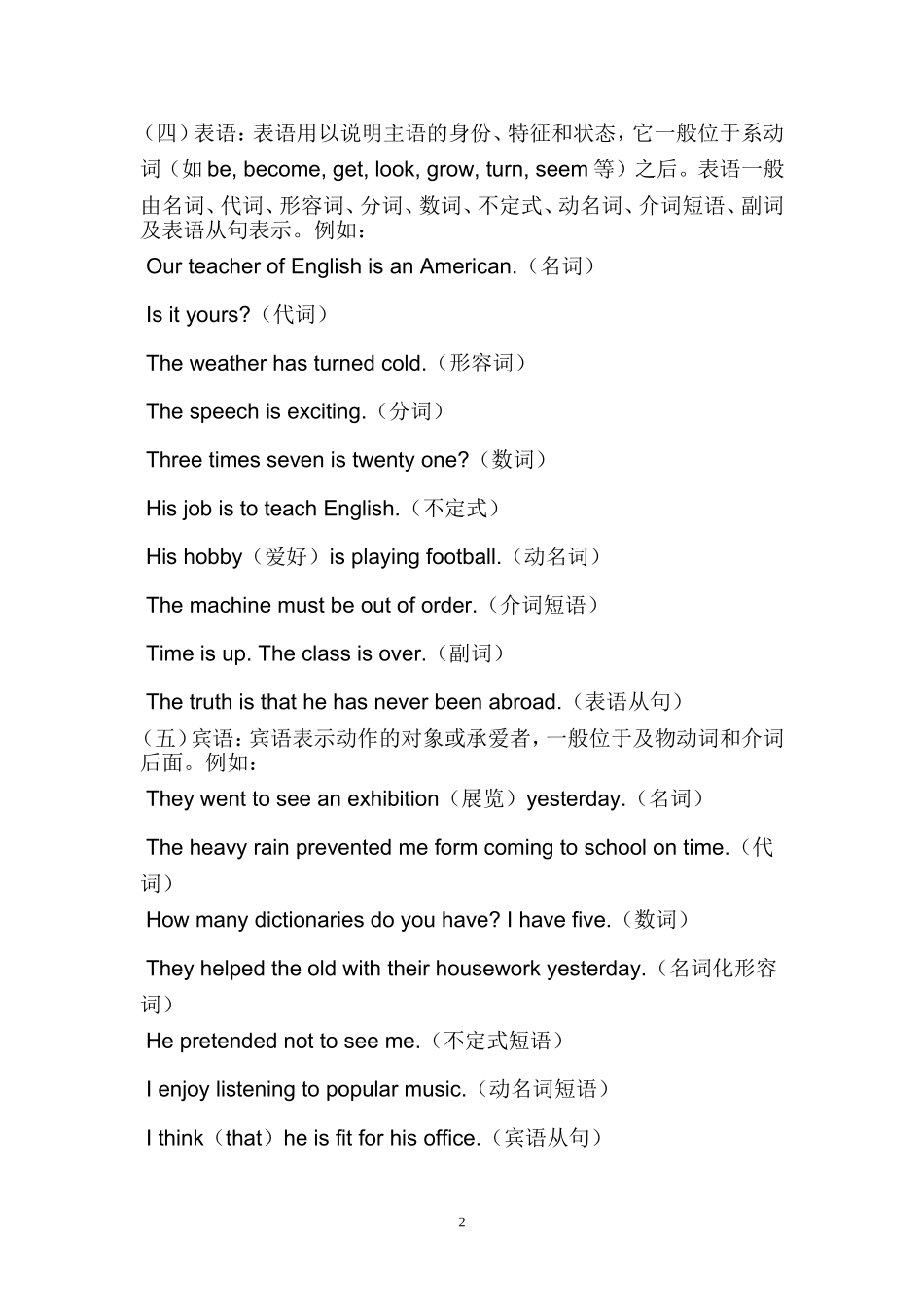 英语划分句子成分练习题及答案_第2页