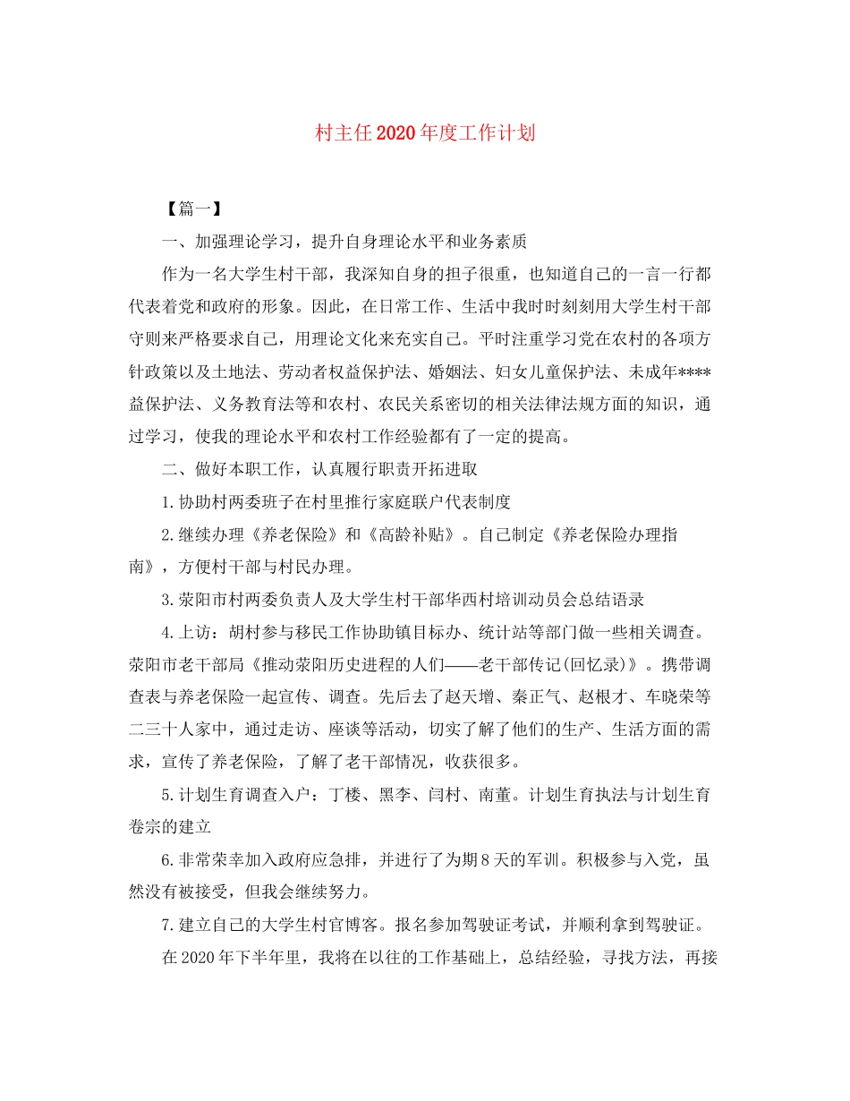 村主任年度工作计划2_第1页