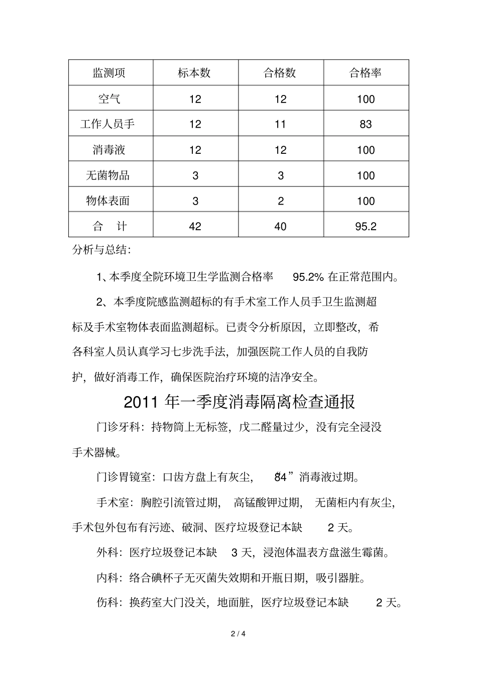 一季度医院感染监测资料公布与分析_第2页