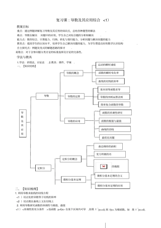 一导数及其应用小结与复习