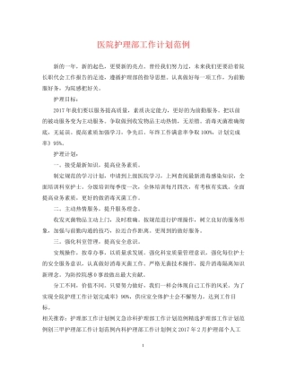 医院护理部工作计划范例