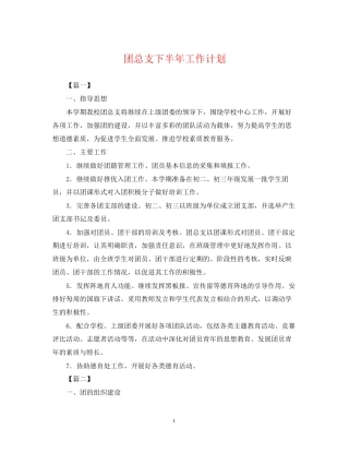 团总支下半年工作计划
