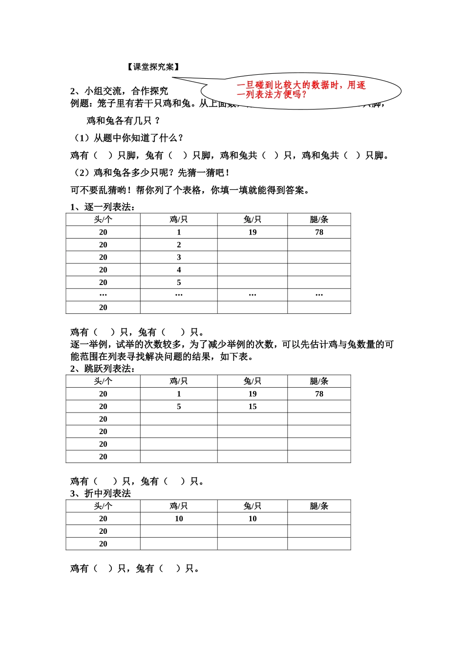 鸡兔同笼公开课导学案_第2页