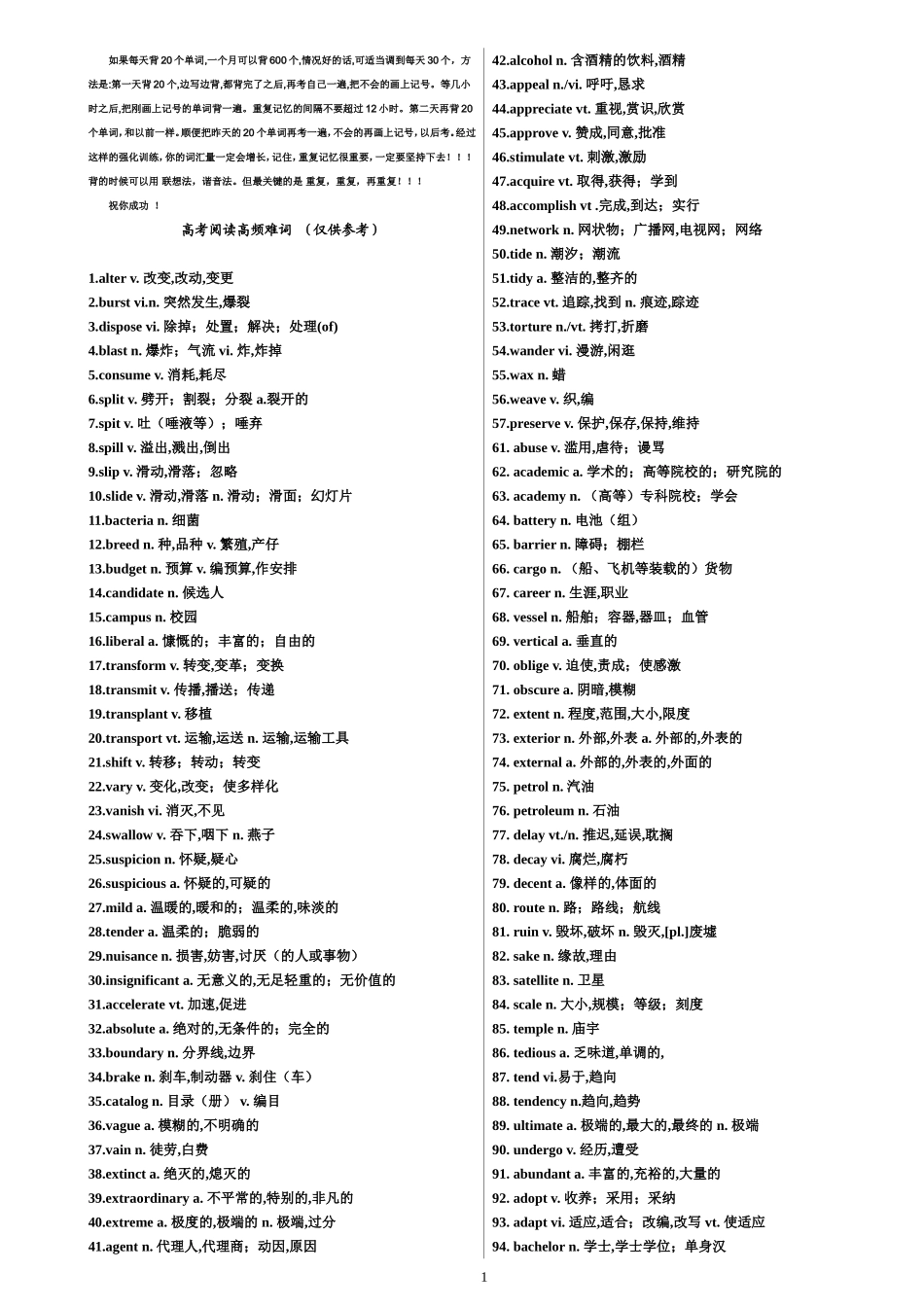高考阅读高频难词&打印版[1]_第1页