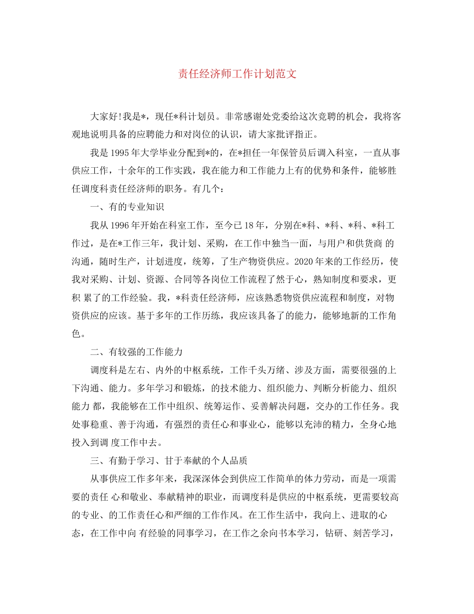 责任经济师工作计划范文_第1页