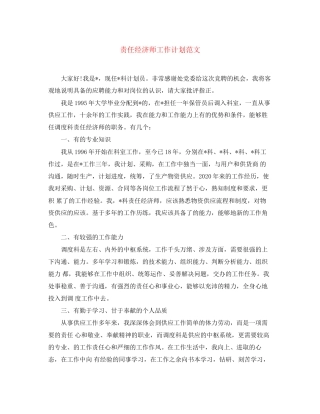 责任经济师工作计划范文