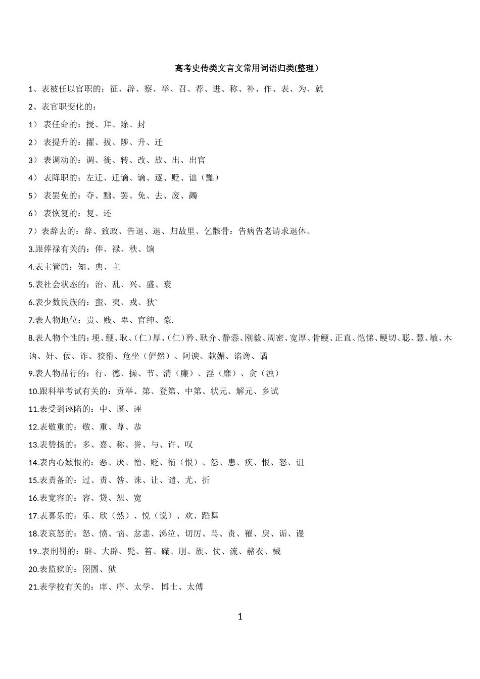 高考史传类文言文常用词语归类_第1页