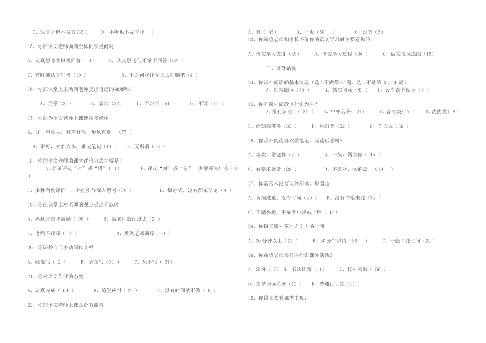 高中语文学情兴趣调查问卷_第2页