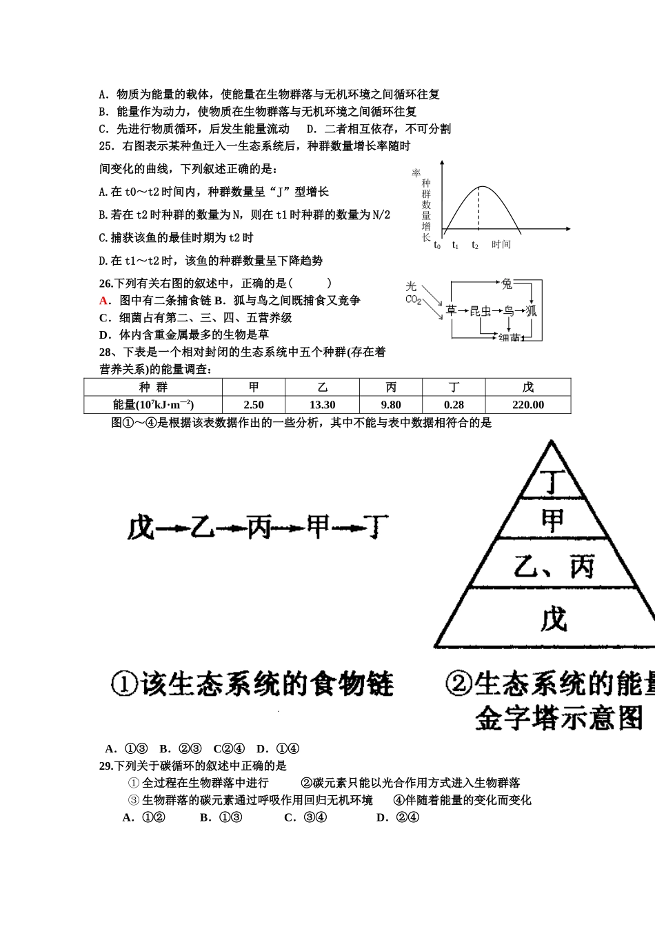 高中生物必修三期末考试模拟试题（邓）_第3页