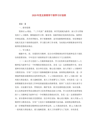 2020年党支部领导干部学习计划表