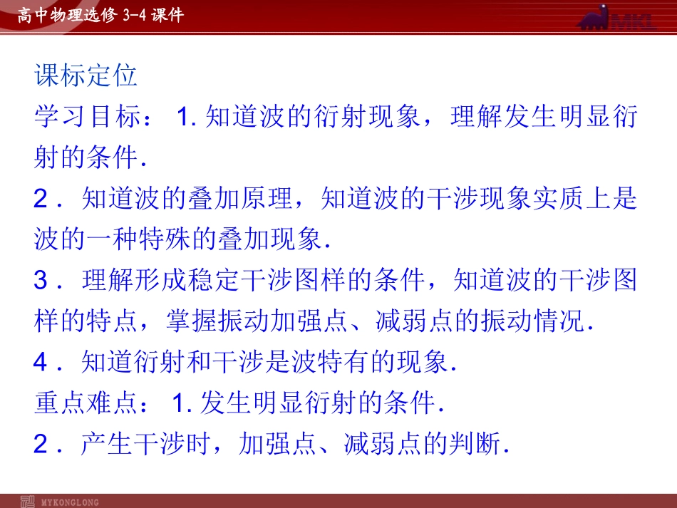 高中物理第12章第4节波的衍射和干涉课件新人教版选修3-4_第3页