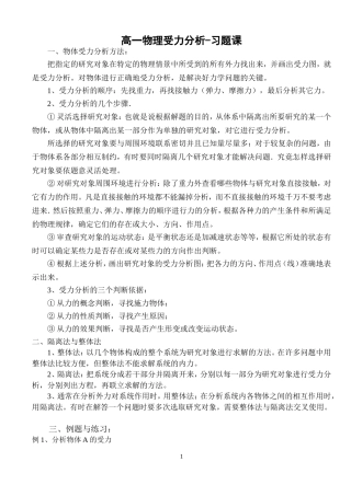 高一物理受力分析专题_训练