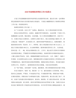 2020年助理经济师的工作计划范文