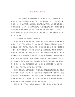 市委办公室工作计划
