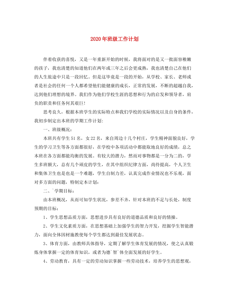 2020年班级工作计划_第1页
