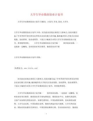 大学生毕业微商创业计划书