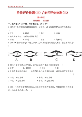 阶段评价检测(三)单元评价检测(三)