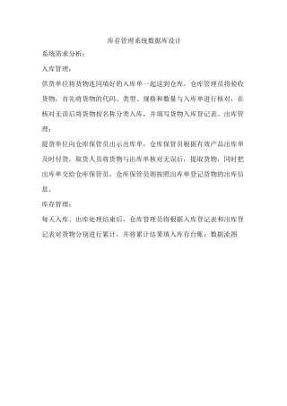 库存管理系统数据库设计