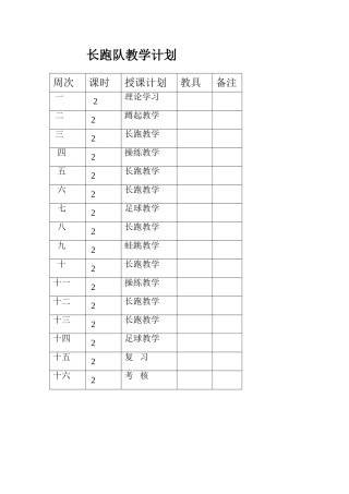 长跑队教学计划