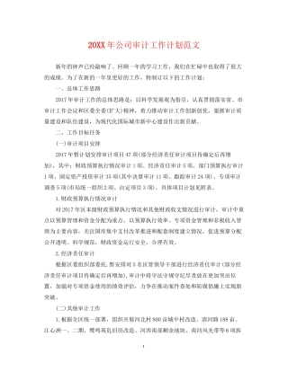 公司审计工作计划范文2