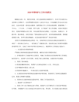 2020年骨科护士工作计划范文