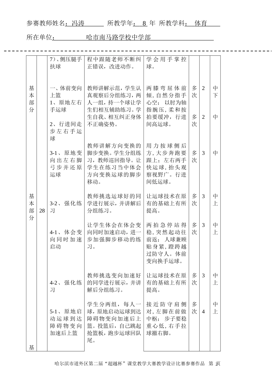 道外区第二届“超越杯”大赛教学设计模板_第2页