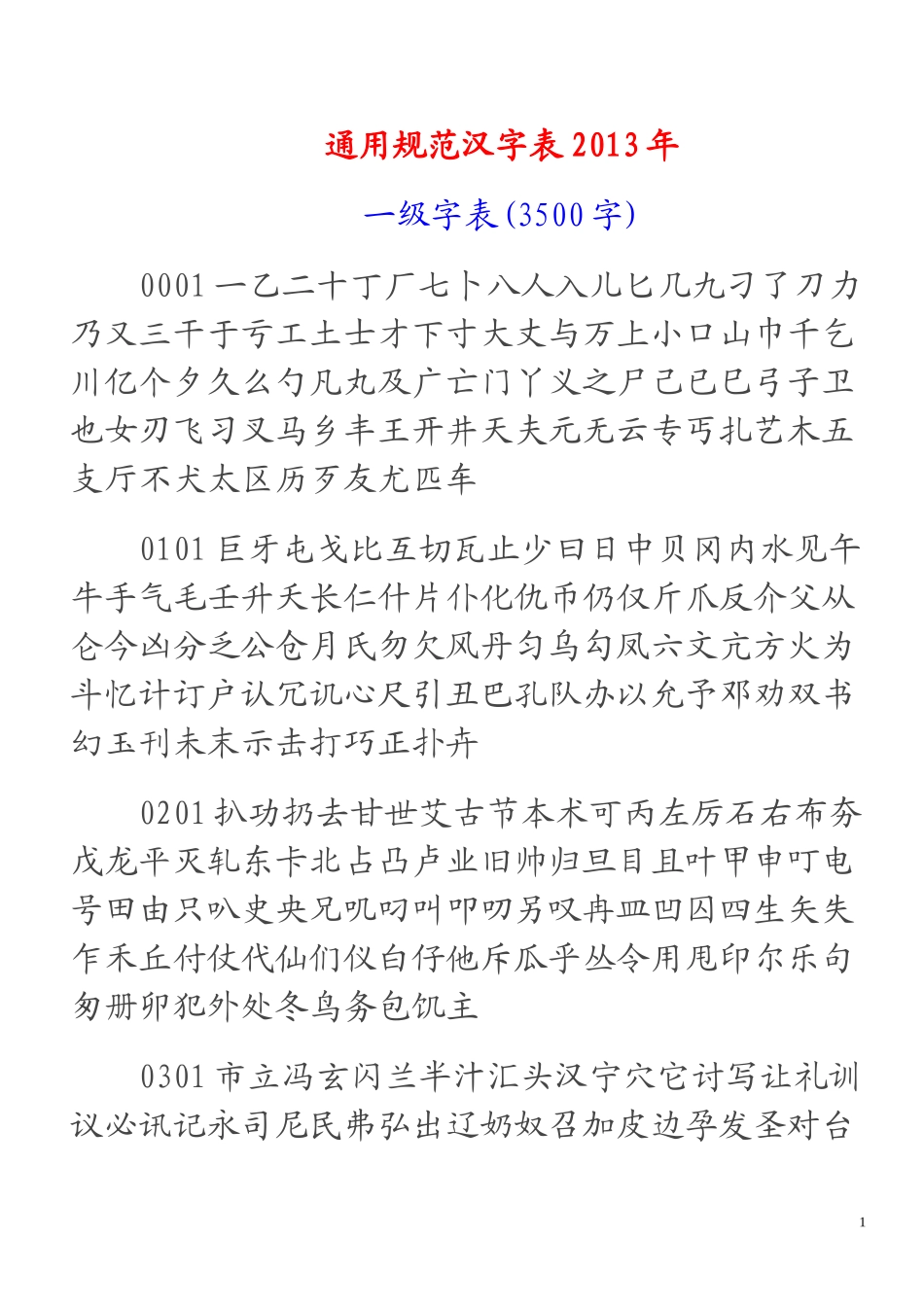 通用规范汉字表2013年_第1页