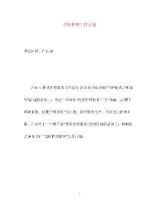 中医护理工作计划2)