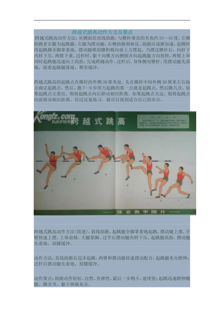 跨越式跳高动作方法及要点_第1页