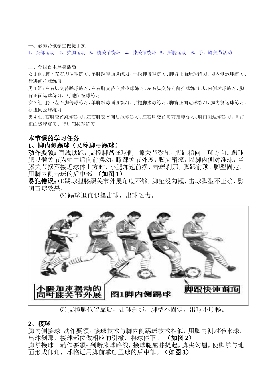 足球脚内侧传接球教案_第3页