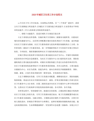 2020年城区卫生局工作计划范文