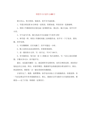 寒假学习计划作文450字