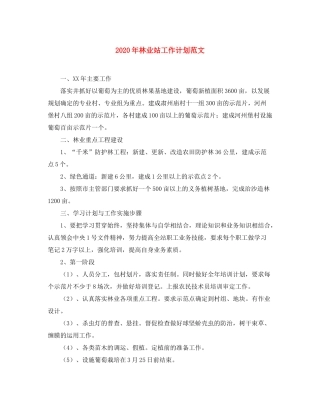 2020年林业站工作计划范文