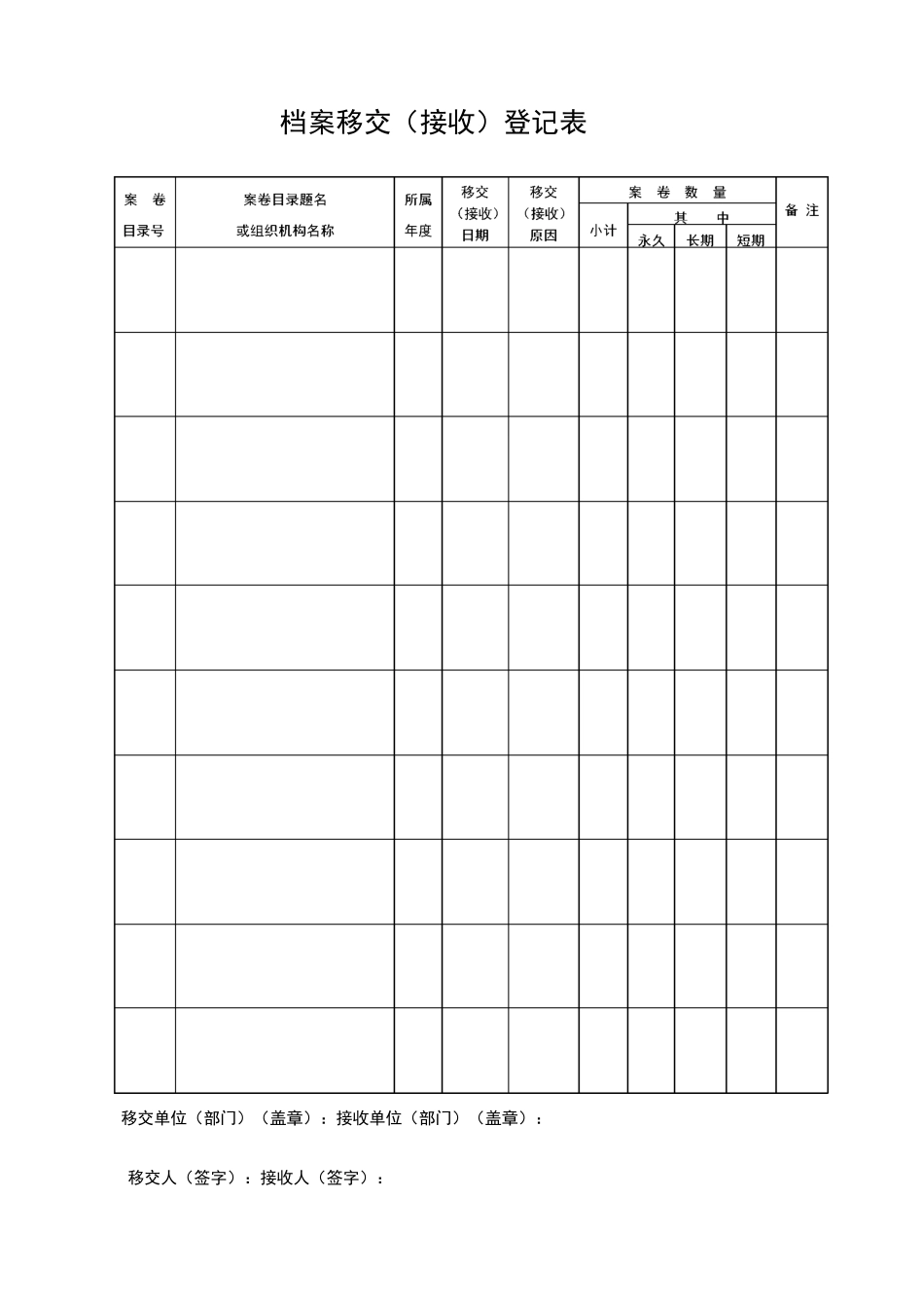 档案移交接收登记表样_第2页