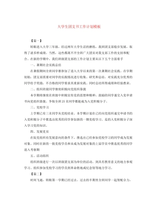 大学生团支书工作计划模板
