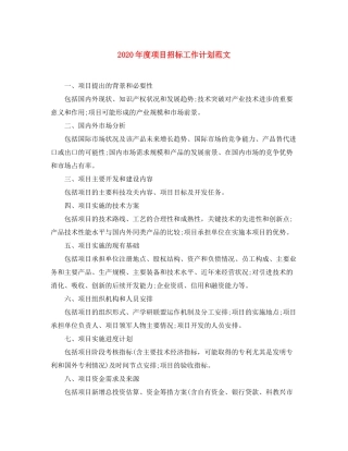 2020年度项目招标工作计划范文