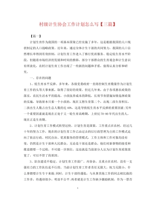 村级计生协会工作计划怎么写【三篇】2