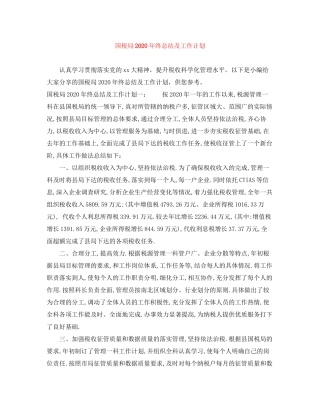国税局年终总结及工作计划