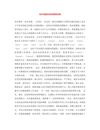 软件部副经理竞聘演讲稿 