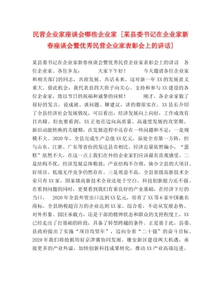 民营企业家座谈会哪些企业家 [某县委书记在企业家新春座谈会暨优秀民营企业家表彰会上的讲话] 