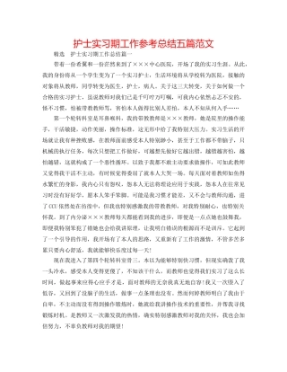 护士实习期工作参考总结五篇范文 