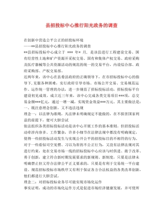 县招投标中心推行阳光政务的调查 