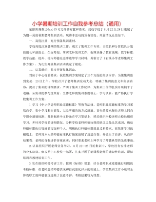 小学暑期培训工作自我参考总结（通用） 