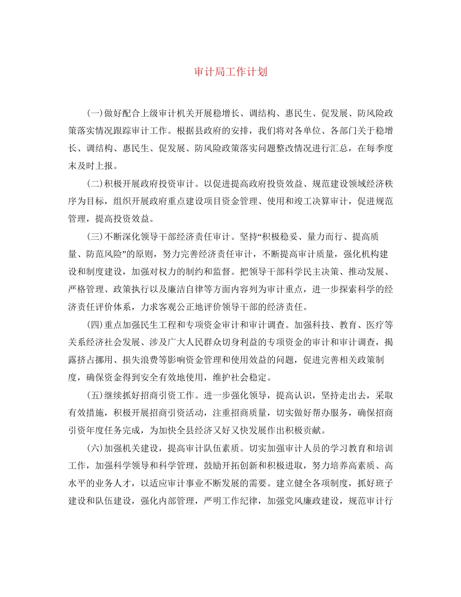 审计局工作计划_第1页