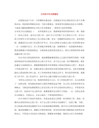 公司实习生自我鉴定 